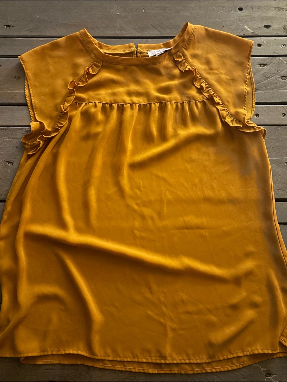 Loft Mustard Ruffle Sleeve Blouse Size Small